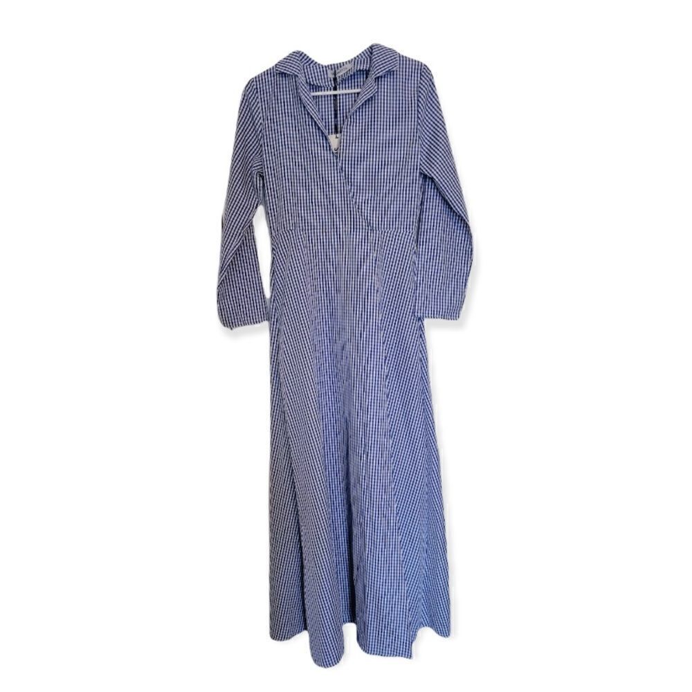 MISSLOOK Blue and White Checkered Dress